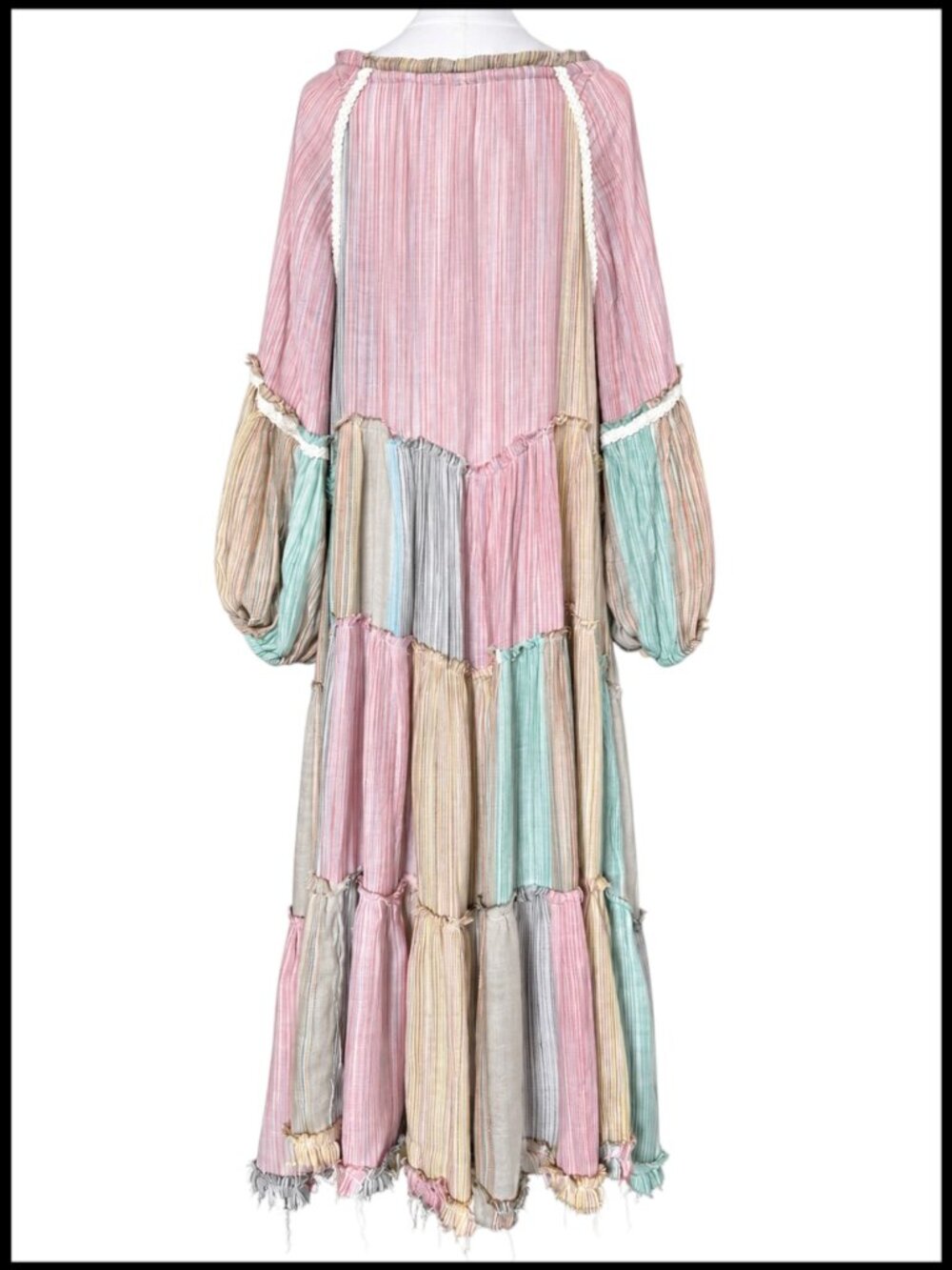 Free People In The Moment Pastel Stripe Tiered Maxi Dress M - Picture 9 of 12